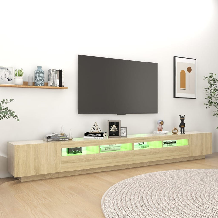 Tv-Meubel Met Led-Verlichting 300X35X40 Cm Kleurig Sonoma eiken