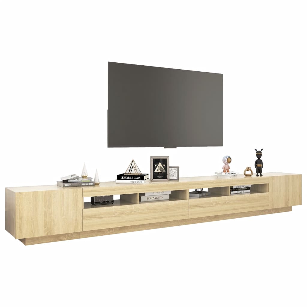 Tv-Meubel Met Led-Verlichting 300X35X40 Cm Kleurig Sonoma eiken