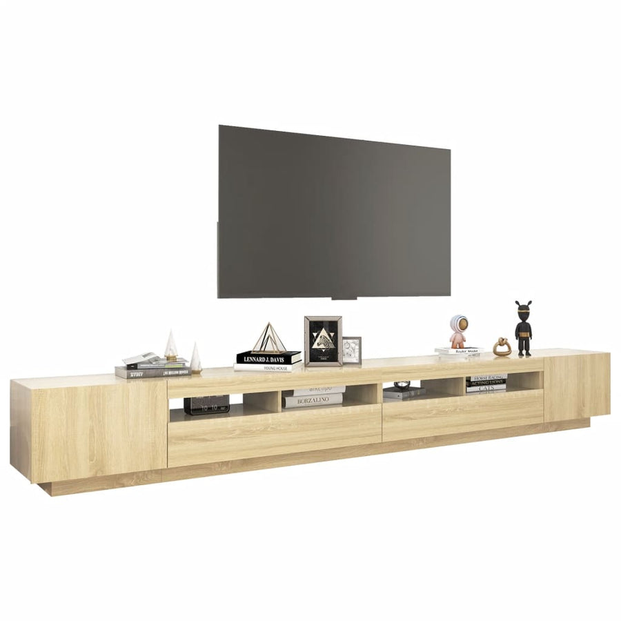 Tv-Meubel Met Led-Verlichting 300X35X40 Cm Kleurig Sonoma eiken