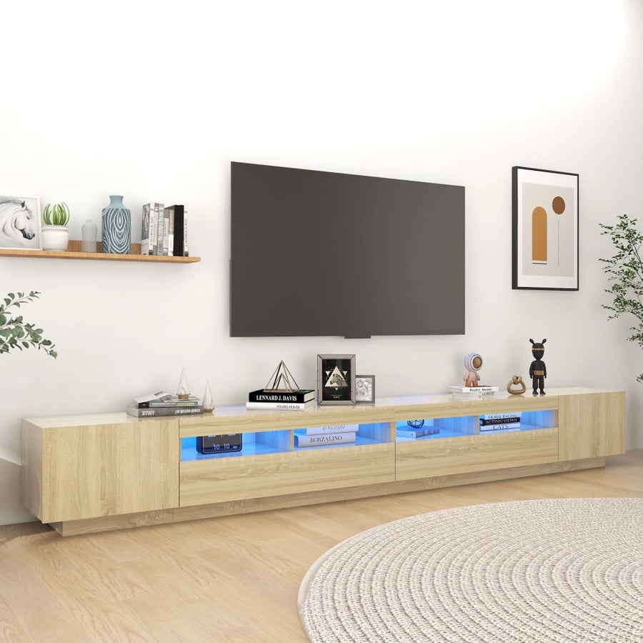 Tv-Meubel Met Led-Verlichting 300X35X40 Cm Kleurig Sonoma eiken