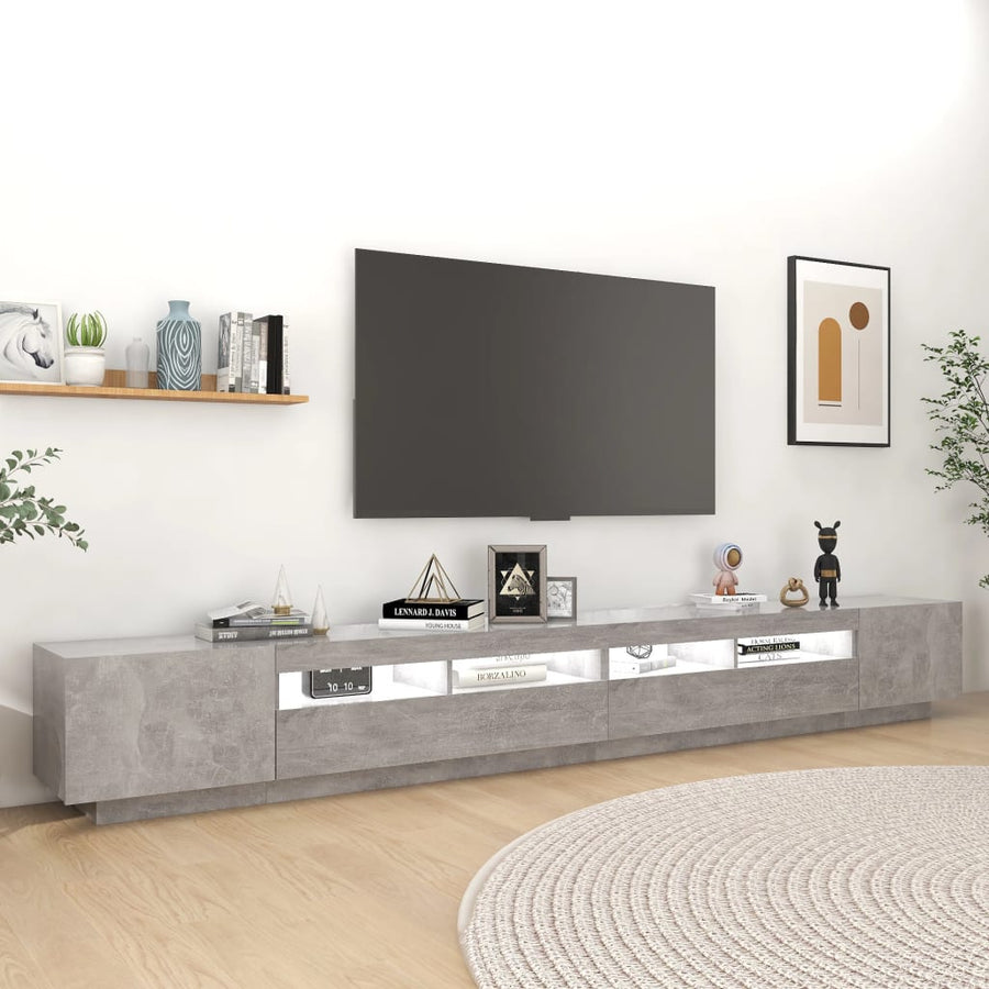 Tv-Meubel Met Led-Verlichting 300X35X40 Cm Betongrijs