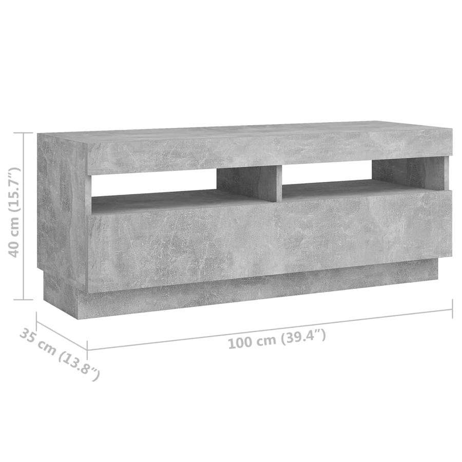 Tv-Meubel Met Led-Verlichting 300X35X40 Cm Betongrijs