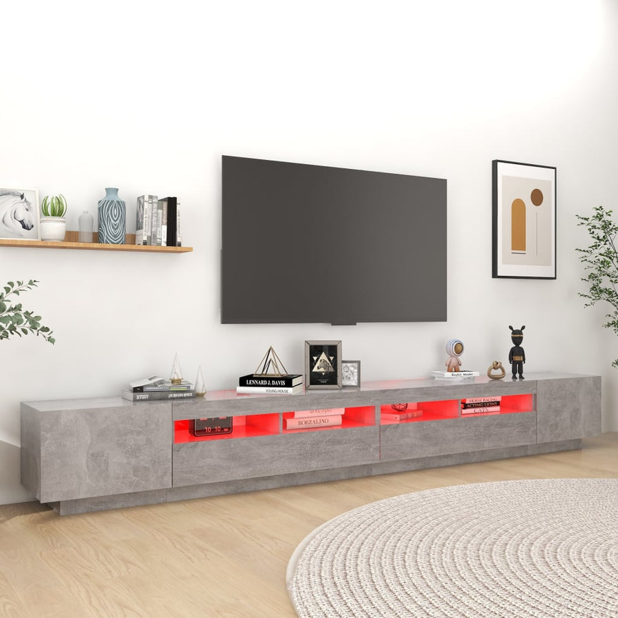 Tv-Meubel Met Led-Verlichting 300X35X40 Cm Betongrijs