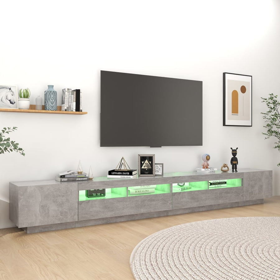 Tv-Meubel Met Led-Verlichting 300X35X40 Cm Betongrijs