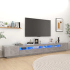 Tv-meubel 300x35x40 cm betongrijs LED