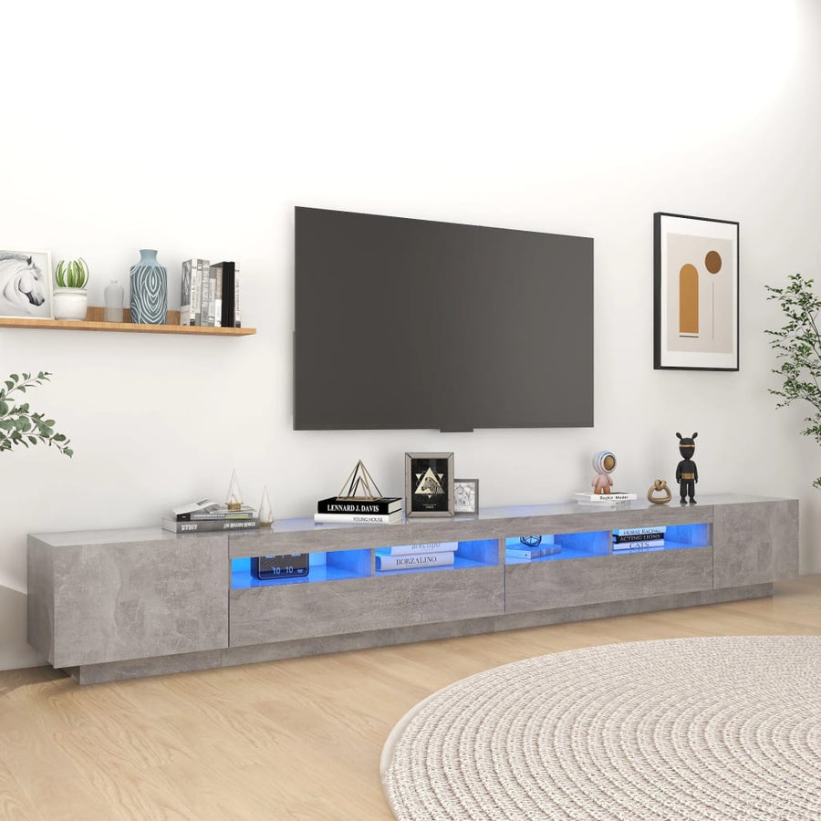 Tv-Meubel Met Led-Verlichting 300X35X40 Cm Betongrijs