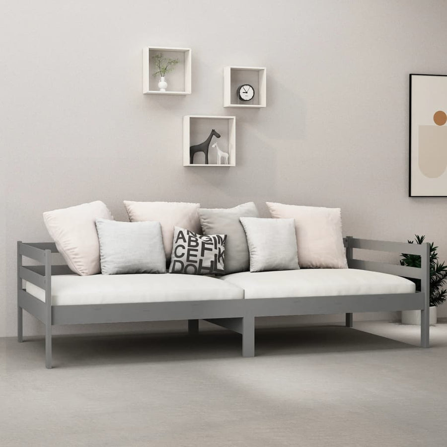 Slaapbank Massief Grenenhout 90X200 Cm Grijs