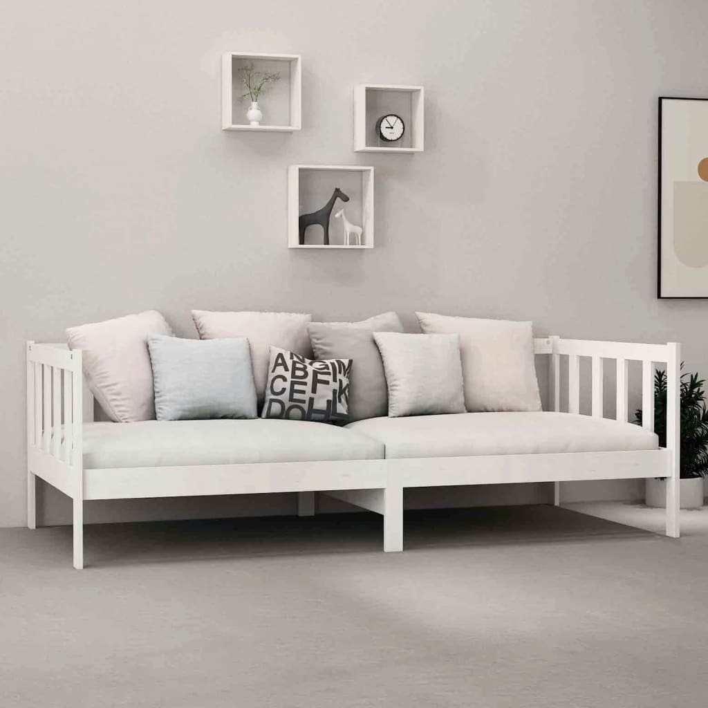 Bedbank Massief Grenenhout 90X200 Cm Wit
