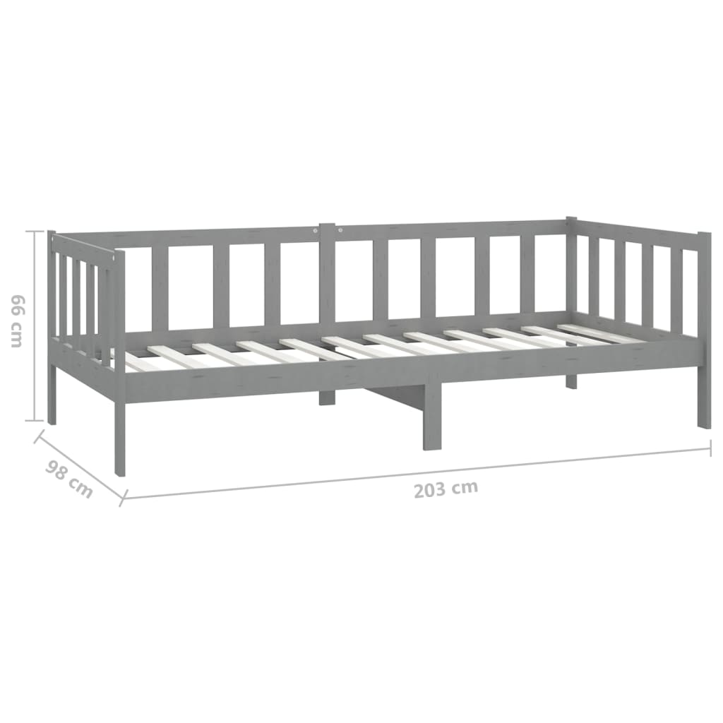 Bedbank Massief Grenenhout 90X200 Cm Grijs