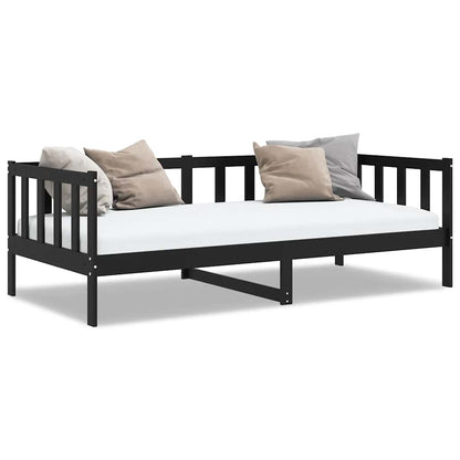 Bedbank massief grenenhout zwart 90x200 cm