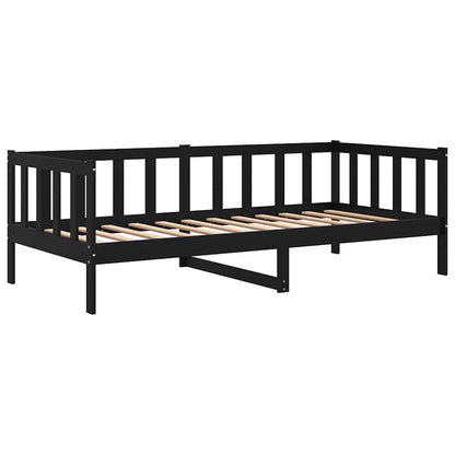 Bedbank massief grenenhout zwart 90x200 cm