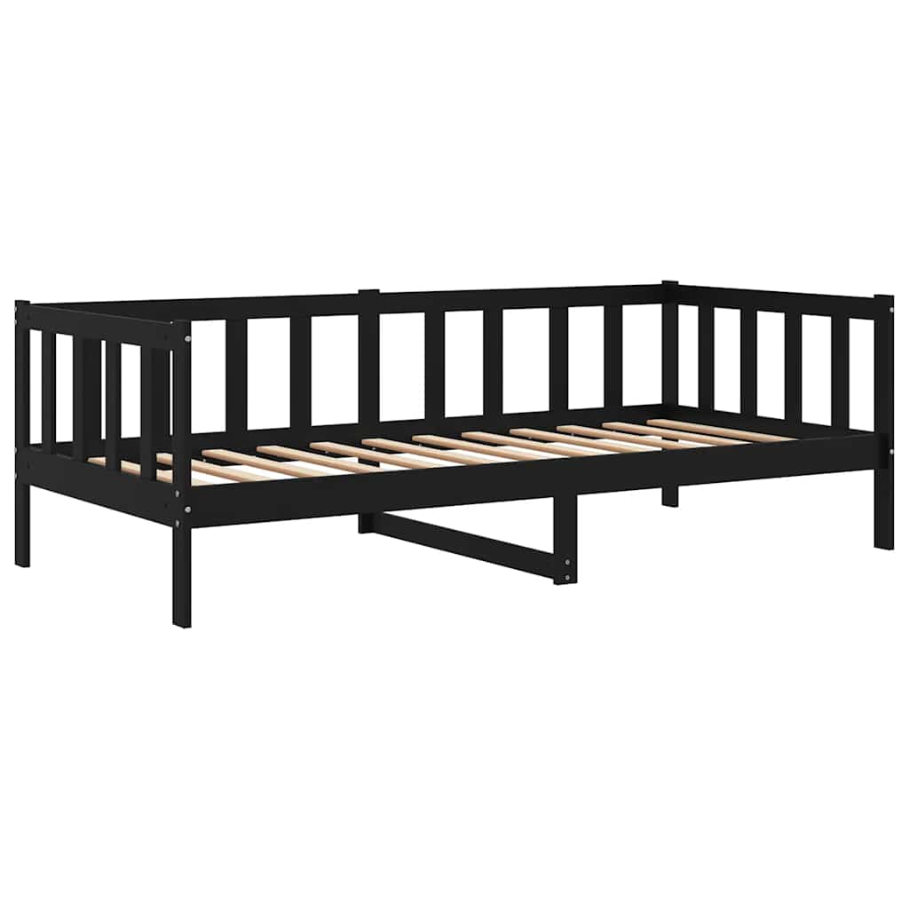 Bedbank massief grenenhout zwart 90x200 cm