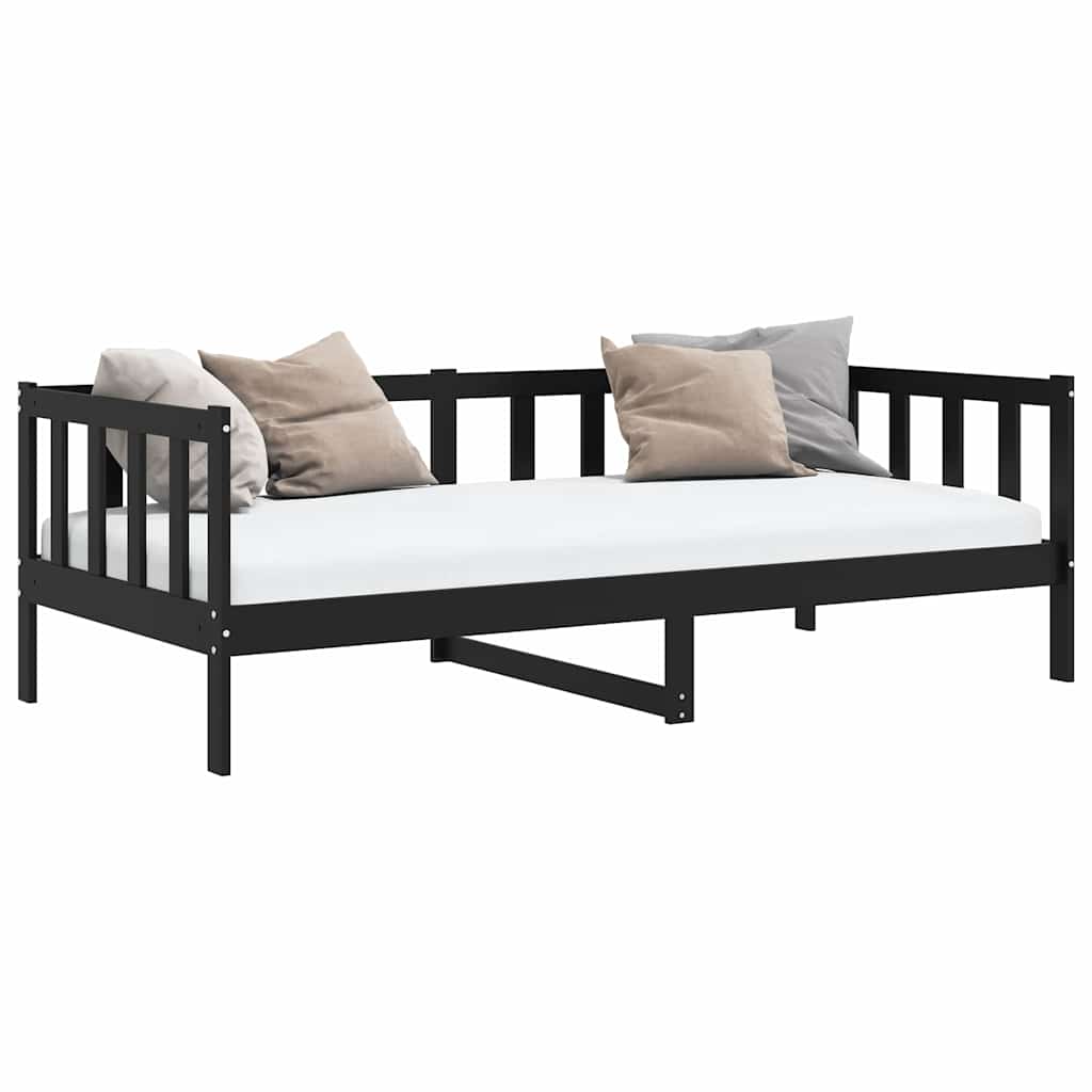 Bedbank massief grenenhout zwart 90x200 cm