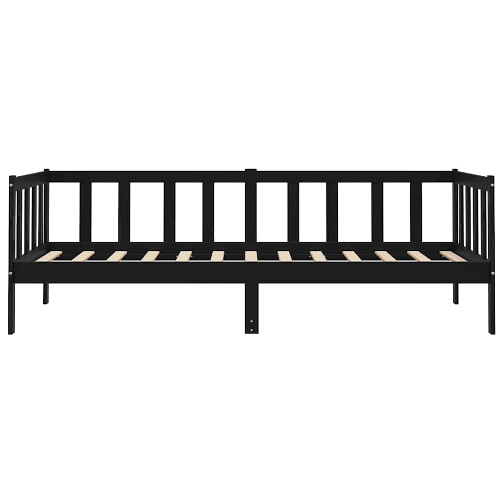 Bedbank massief grenenhout zwart 90x200 cm