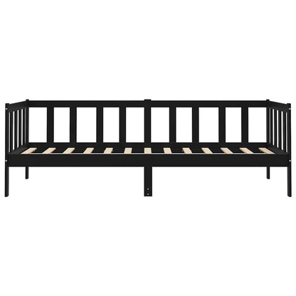 Bedbank massief grenenhout zwart 90x200 cm