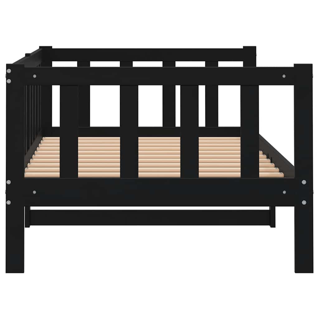 Bedbank massief grenenhout zwart 90x200 cm