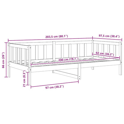 Bedbank massief grenenhout zwart 90x200 cm
