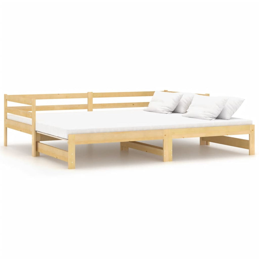 Slaapbank Uitschuifbaar Massief Grenenhout 2X(90X200) Cm Naturel