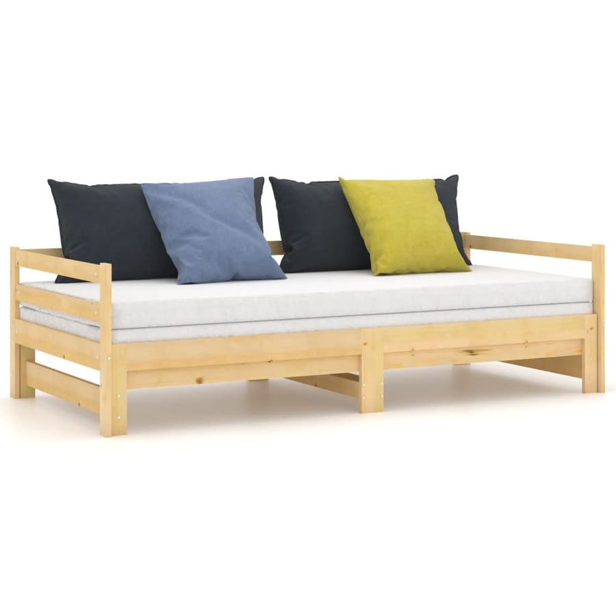 Slaapbank Uitschuifbaar Massief Grenenhout 2X(90X200) Cm Naturel