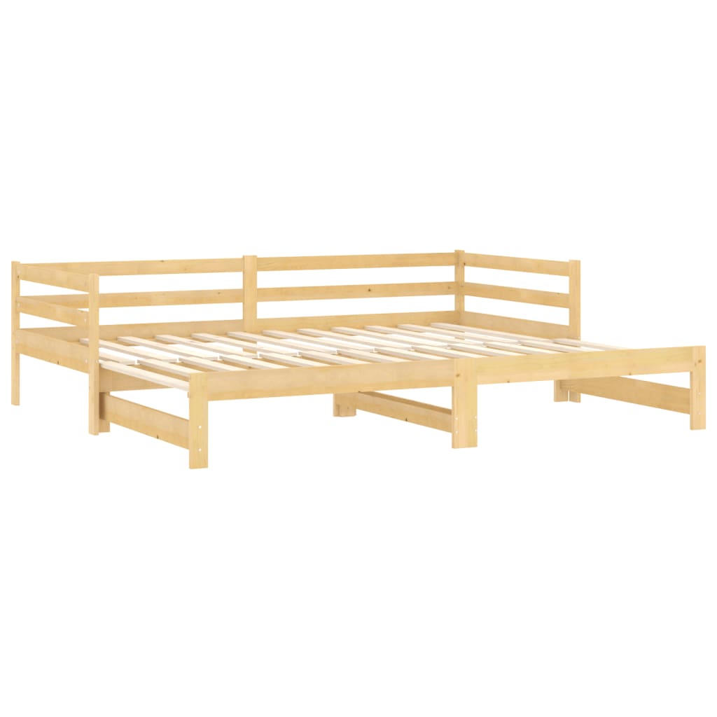Slaapbank Uitschuifbaar Massief Grenenhout 2X(90X200) Cm Naturel