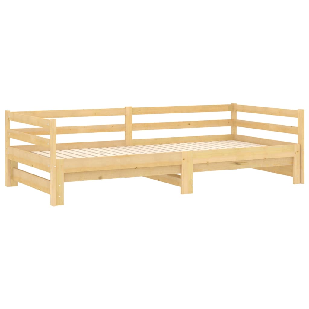 Slaapbank Uitschuifbaar Massief Grenenhout 2X(90X200) Cm Naturel