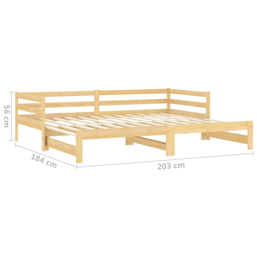 Slaapbank Uitschuifbaar Massief Grenenhout 2X(90X200) Cm Naturel