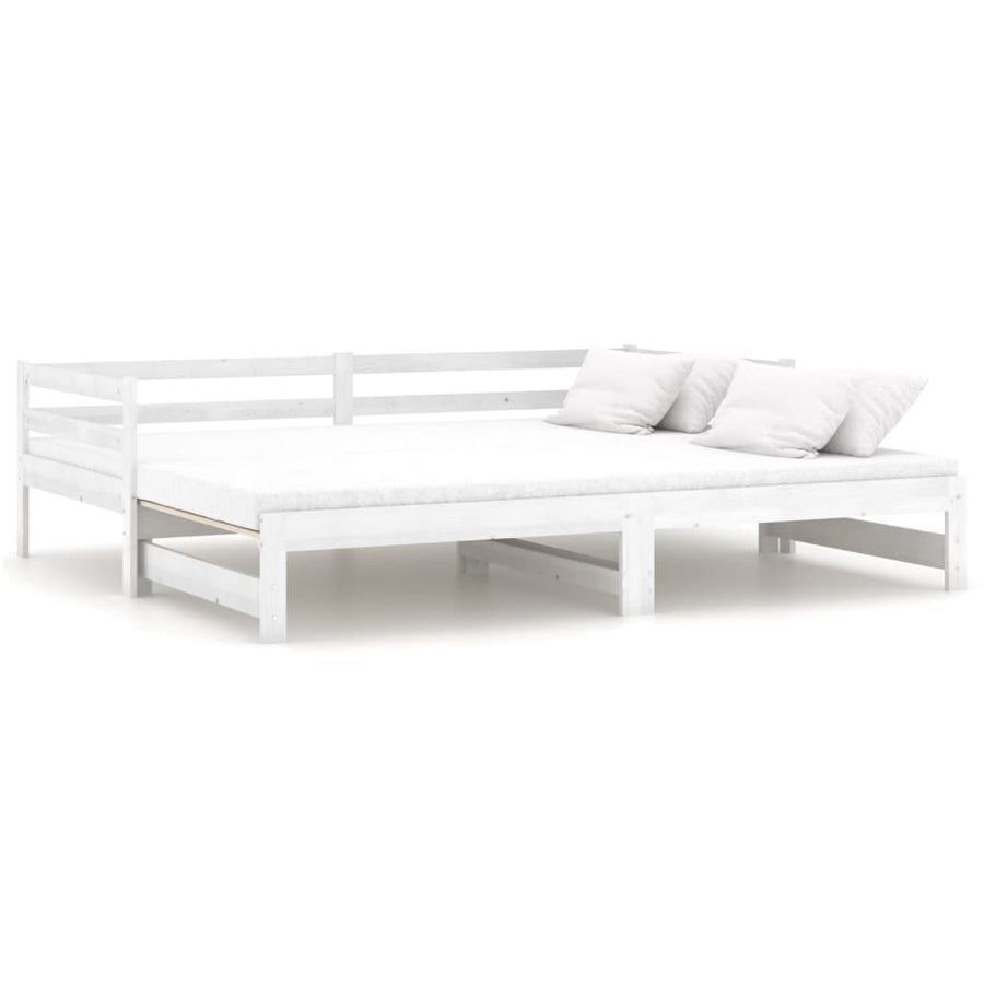 Slaapbank Uitschuifbaar Massief Grenenhout 2X(90X200) Cm Wit