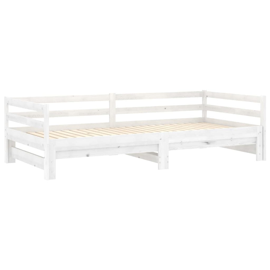 Slaapbank Uitschuifbaar Massief Grenenhout 2X(90X200) Cm Wit