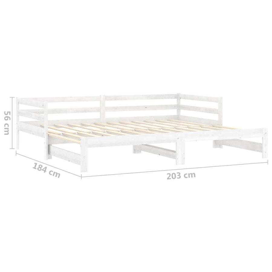 Slaapbank Uitschuifbaar Massief Grenenhout 2X(90X200) Cm Wit