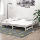 Slaapbank uitschuifbaar massief grenenhout wit 2x 90x200 cm