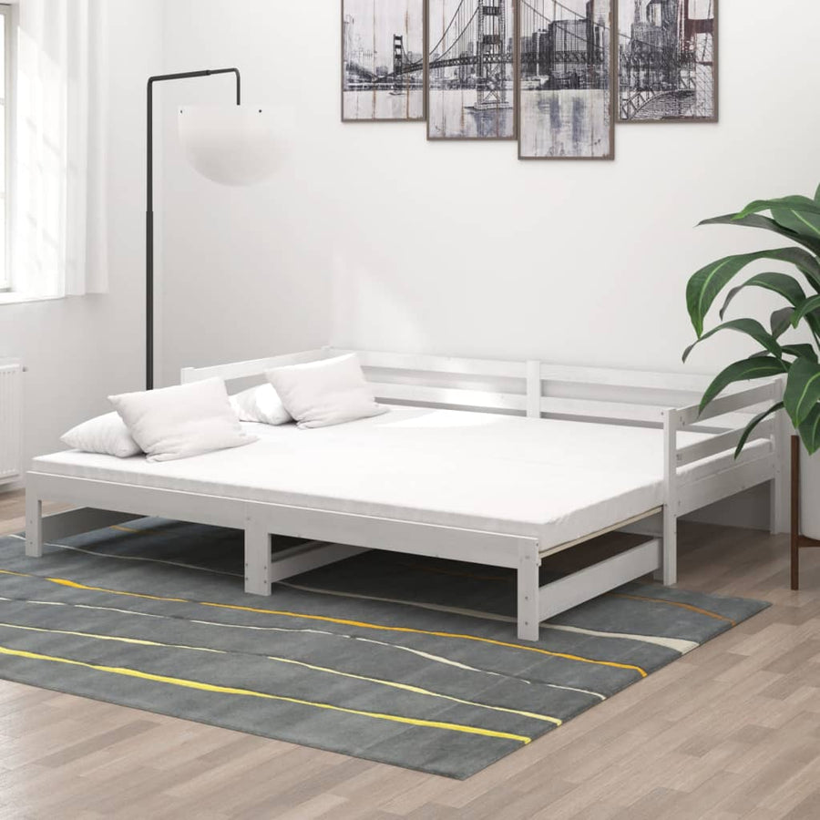 Slaapbank Uitschuifbaar Massief Grenenhout 2X(90X200) Cm Wit