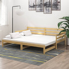 Slaapbank massief grenenhout 2x(90x200) cm uitschuifbaar