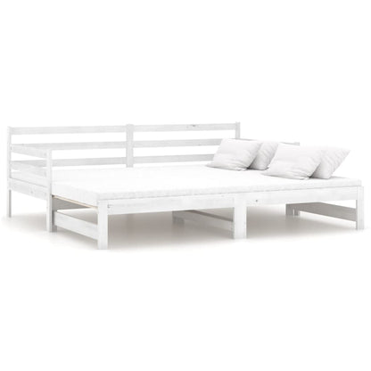 Slaapbank uitschuifbaar massief grenenhout wit 2x(90x200) cm