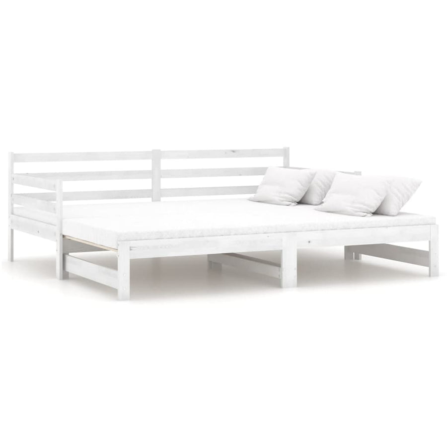 Slaapbank uitschuifbaar massief grenenhout wit 2x(90x200) cm