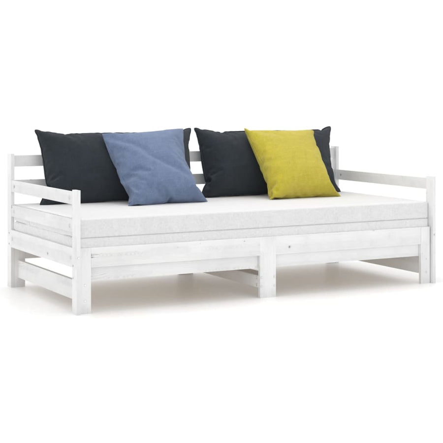 Slaapbank uitschuifbaar massief grenenhout wit 2x(90x200) cm