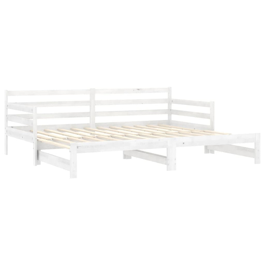 Slaapbank uitschuifbaar massief grenenhout wit 2x(90x200) cm