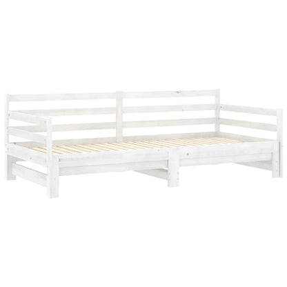 Slaapbank uitschuifbaar massief grenenhout wit 2x(90x200) cm