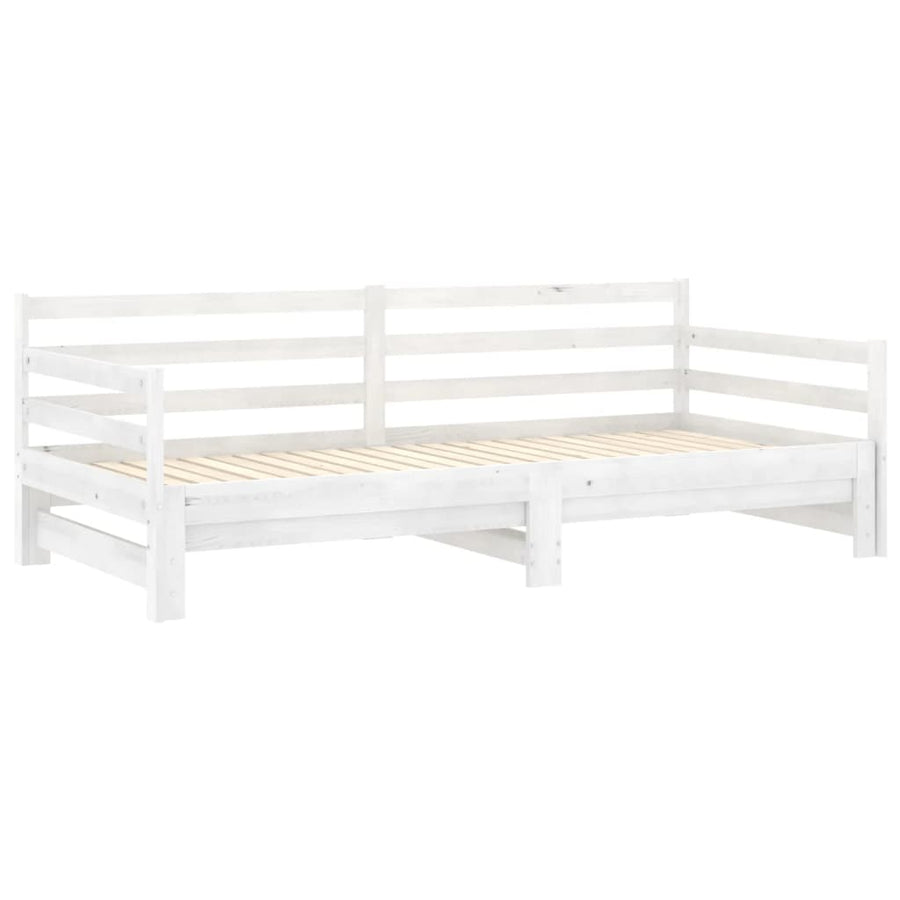 Slaapbank uitschuifbaar massief grenenhout wit 2x(90x200) cm