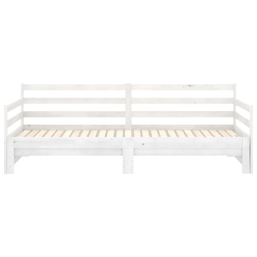 Slaapbank uitschuifbaar massief grenenhout wit 2x(90x200) cm