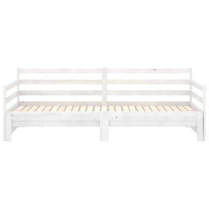 Slaapbank uitschuifbaar massief grenenhout wit 2x(90x200) cm