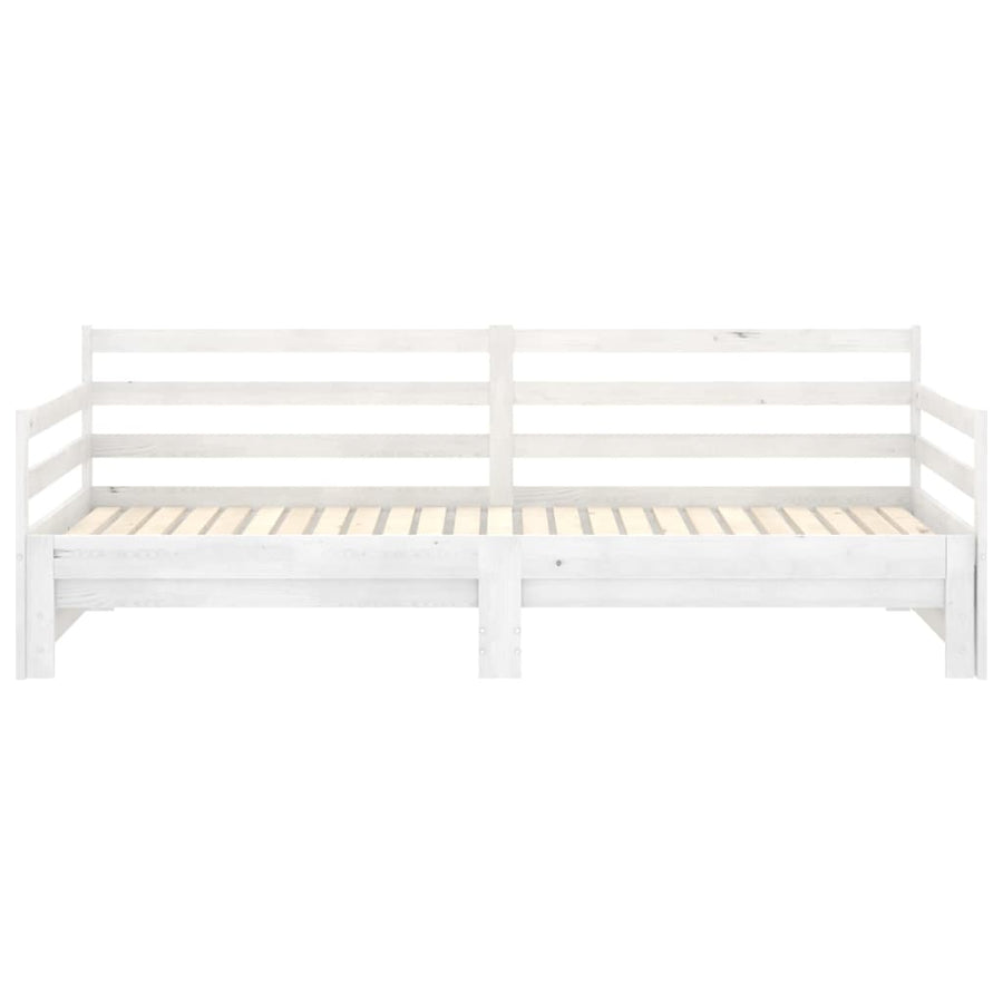 Slaapbank uitschuifbaar massief grenenhout wit 2x(90x200) cm