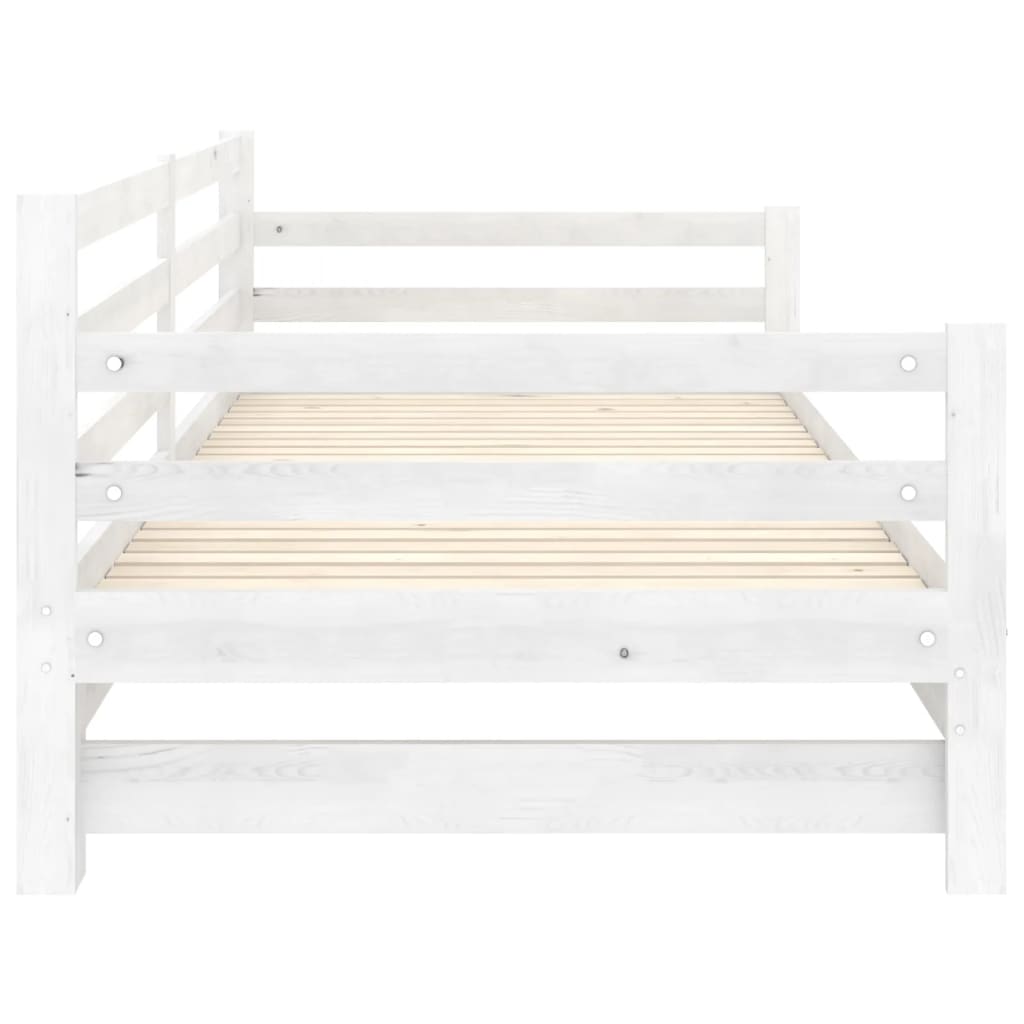 Slaapbank uitschuifbaar massief grenenhout wit 2x(90x200) cm