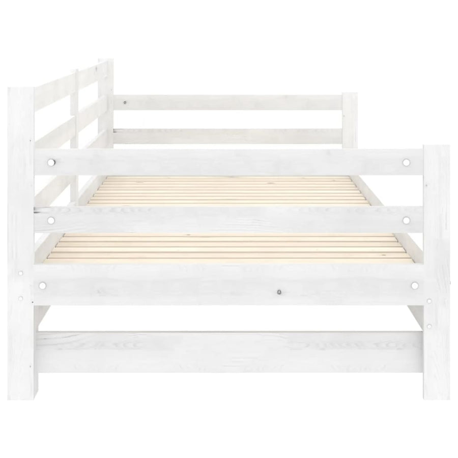 Slaapbank uitschuifbaar massief grenenhout wit 2x(90x200) cm