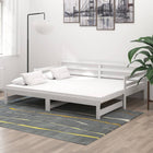 Slaapbank uitschuifbaar massief grenenhout wit 203x98x70 cm