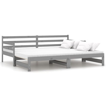 Slaapbank Uitschuifbaar Massief Grenenhout 2X(90X200) Cm Grijs