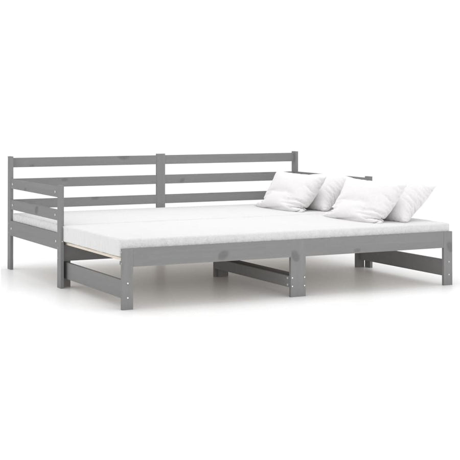 Slaapbank Uitschuifbaar Massief Grenenhout 2X(90X200) Cm Grijs
