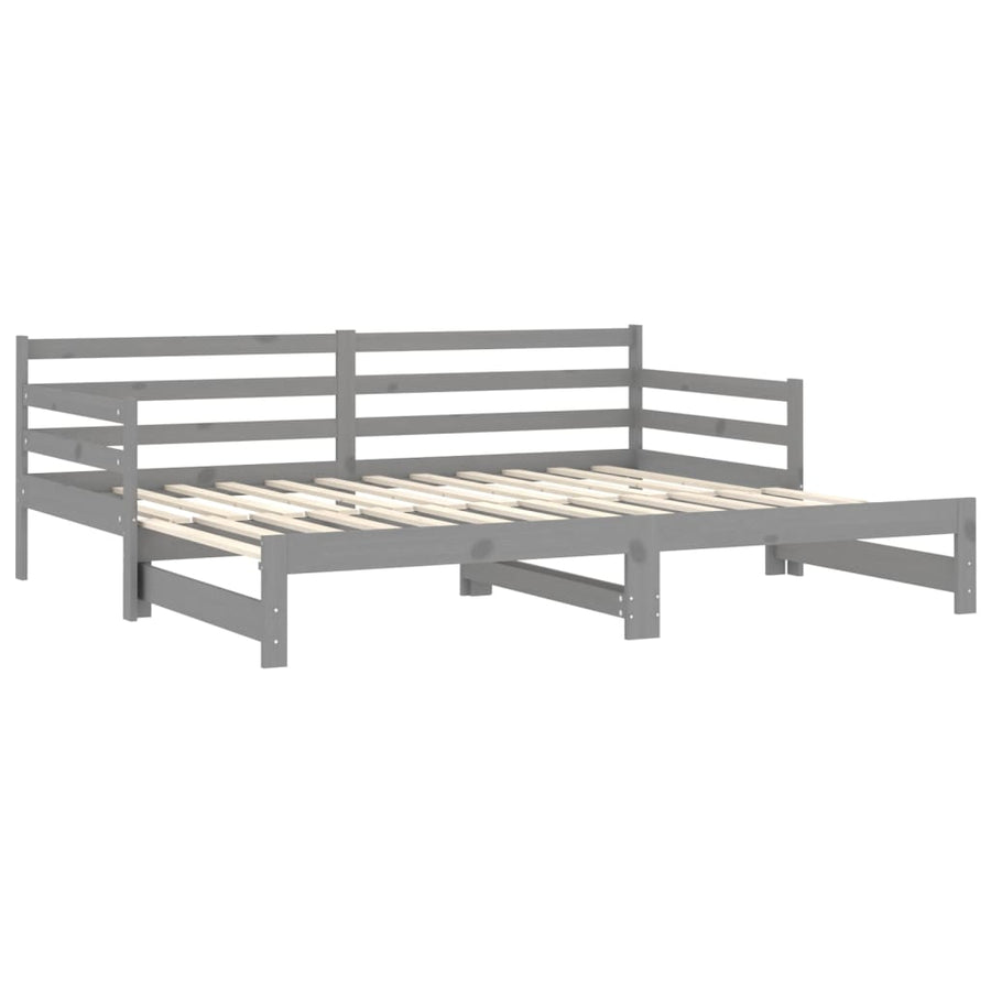 Slaapbank Uitschuifbaar Massief Grenenhout 2X(90X200) Cm Grijs