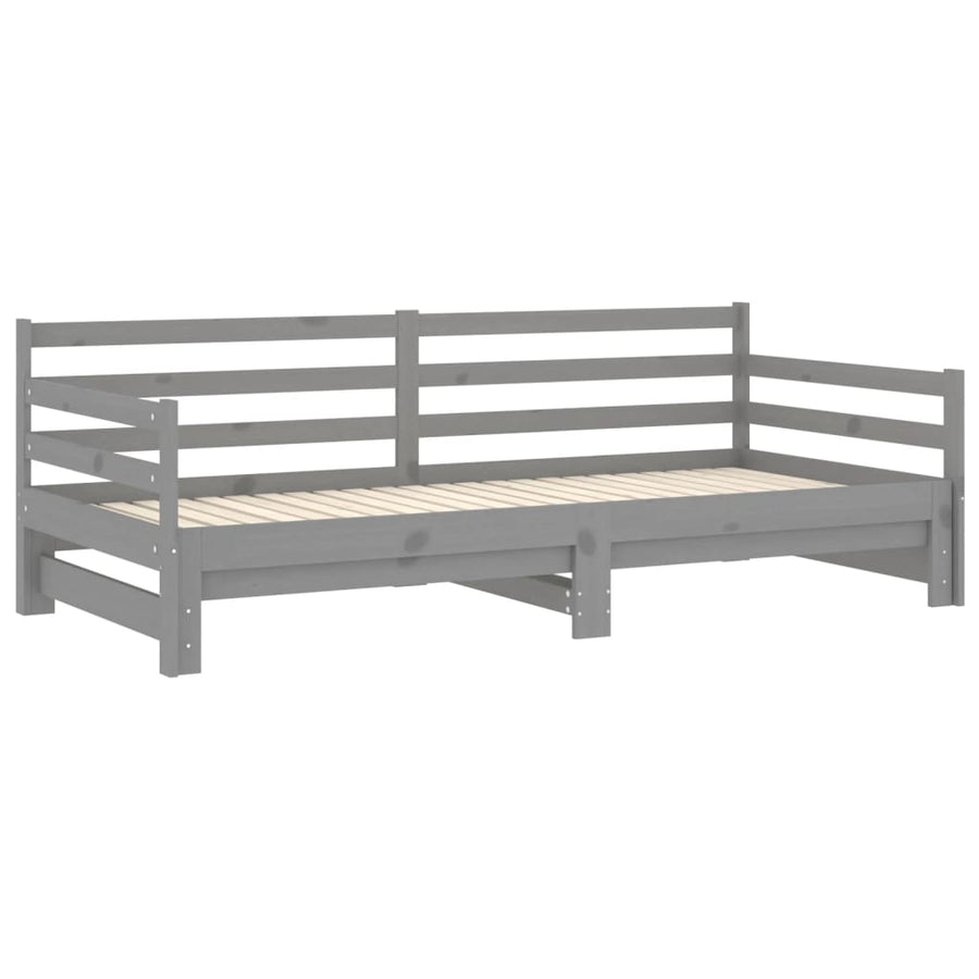 Slaapbank Uitschuifbaar Massief Grenenhout 2X(90X200) Cm Grijs