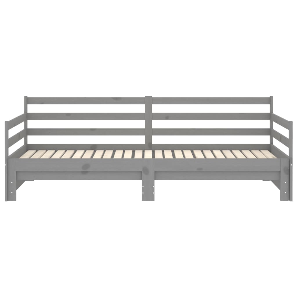 Slaapbank Uitschuifbaar Massief Grenenhout 2X(90X200) Cm Grijs