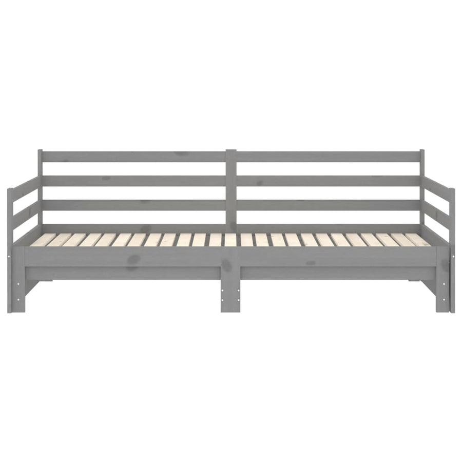 Slaapbank Uitschuifbaar Massief Grenenhout 2X(90X200) Cm Grijs